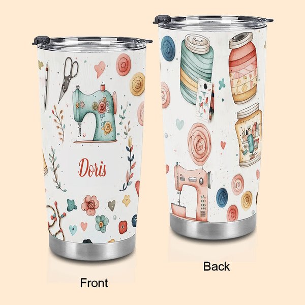 Henkilökohtainen ompelu teema Food Grade 20oz Tumbler kansi syntymäpäivä äitienpäivä lahja äidille ompelu rakastaja
