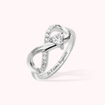 Bague Symbole Infinité Anneau Personnalisée avec Pierre de Naissance et Texte Gravé Cadeau Anniversaire pour Femme