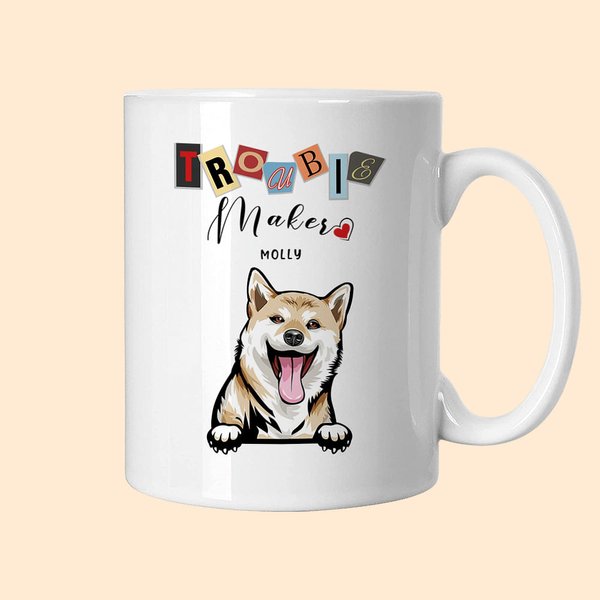 Henkilökohtainen Trouble Maker 1-6 koiraa tai kissaa Keraaminen muki nimillä 11oz ja 15oz Syntymäpäivälahja lemmikkieläinten ystäville