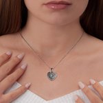 Personalized Vintage Heart Wings Photo Necklace with Zircon Valentine's Day Anniversary Gift for Women