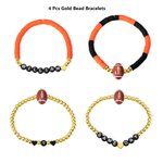Gepersonaliseerde 4 stuks Football Game Day stapelbare armband sport team sieraden Gift voor voetbalfans voetbal moeder
