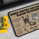 Felpudo Personalizado Cuando Visiten Nuestra Casa Por Favor Recuerden Gatos Perros Felpudo con 1-3 Nombres Cumpleaños Inauguración de Casa Regalo para Amante de Mascotas