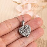 Personalized Vintage Heart Wings Photo Necklace with Zircon Valentine's Day Anniversary Gift for Women
