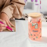 Personalisierte Nähen Thema 20oz mattiertem Glas Becher mit Deckel und Stroh Geburtstag Muttertag Geschenk für Mutter Nähen Liebhaber