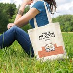 Personalized This Is My Couch Go Sit Over There Canvas Tote Bag Durable and Recyclable Gift for Pet Lover