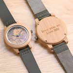 Orologio fotografico personalizzato in legno di bambù inciso con testo Regalo di compleanno per donne e uomini