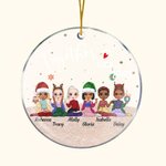 Ornament Acrylique Personnalisé avec Nom et Personnage des Filles Thème Amitié Décoration de Sapin Cadeau de Noël pour Famille Sœur