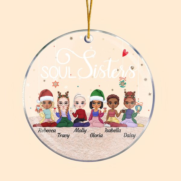 Gepersonaliseerde Soul Sisters Schattig Cartoon Meisje Acryl Ornament Cadeau voor Zus