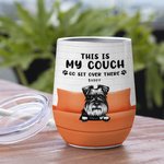Henkilökohtainen Tämä on minun sohva Go Sit Over There 12oz Wine Tumbler Hauska syntymäpäivälahja kissa koira lemmikki rakastaja