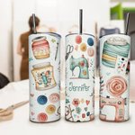 Gepersonaliseerd naaien thema Food Grade 20oz Skinny Tumbler met deksel en rietje schoonmaakborstel Verjaardag Moederdag cadeau voor moeder naailiefhe