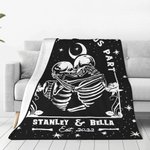Personalised  Till Death Do Us Part Couple Skull Gothic Style Fleece Blanket Valentine's Day Gift for Couple