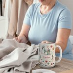 Personalised Sewing Theme Ceramic Mug with Name Birthday Mother's Day Gift for Mother Sewing Lover