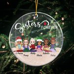 Sorelle personalizzate per sempre 2-6 ragazze carine dei cartoni animati Ornamento in acrilico con nome Regalo per l'albero di Natale per le amiche