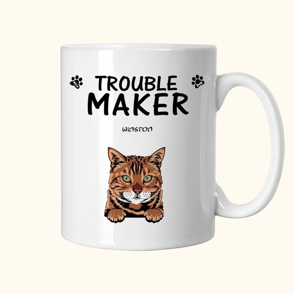 Tazza in ceramica personalizzata Double Trouble 1-6 cani o gatti con nomi da 11 oz e 15 oz Regalo di compleanno per gli amanti degli animali domestici