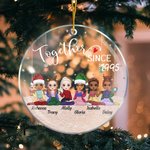 Ornament Acrylique Personnalisé avec Nom et Personnage des Filles Thème Amitié Décoration de Sapin Cadeau de Noël pour Famille Sœur