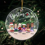 Personalisierte „Besties Forever“ Acryl Ornament mit Cartoon Mädchen und Namen Weihnachtsbaum Deko Geschenk für Beste Freunde