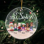 Gepersonaliseerde Soul Sisters Schattig Cartoon Meisje Acryl Ornament Cadeau voor Zus