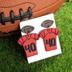 Boucles d'Oreille en Argile 3D Personnalisées avec Numéro de Maillot de Rugby Cadeau d'Anniversaire pour Fans de Rugby