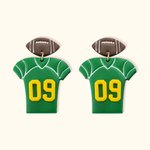 Boucles d'Oreille en Argile 3D Personnalisées avec Numéro de Maillot de Rugby Cadeau d'Anniversaire pour Fans de Rugby