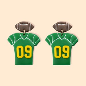 Orecchini personalizzati fatti a mano in argilla con maglia da calcio 3D e numero in argento Sterling Post Regalo per il giorno del compleanno dei tif