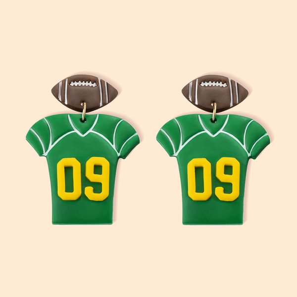 Boucles d'Oreille en Argile 3D Personnalisées avec Numéro de Maillot de Rugby Cadeau d'Anniversaire pour Fans de Rugby