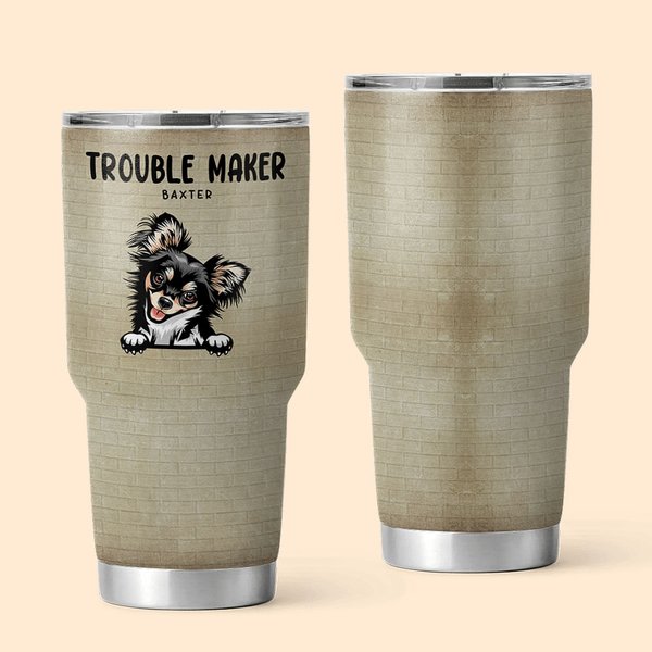 Personalized Cute Trouble Maker 30oz Tumbler Drinks with Name Birthday Gift for Pet Lover