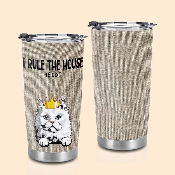 Henkilökohtainen me hallitsemme talon 20oz Tumbler syntymäpäivälahja lemmikkieläinten ystävälle