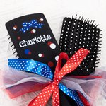 Personalized Paddle Hair Brush Anti-static Massage Comb with Ribbon Grooming Accessory Gift for Teen Girl Cheer Team