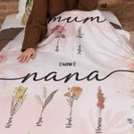 Couverture Personnalisée avec Prénoms des Enfants Fleur de Naissance  Cadeau de Fête des Mères Journée de la Femme pour Grand-mère Maman
