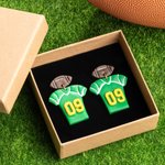 Boucles d'Oreille en Argile 3D Personnalisées avec Numéro de Maillot de Rugby Cadeau d'Anniversaire pour Fans de Rugby