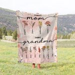 Couverture Personnalisée avec Prénoms des Enfants Fleur de Naissance  Cadeau de Fête des Mères Journée de la Femme pour Grand-mère Maman