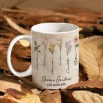 Tasse en Céramique Personnalisée avec 1à 15 Fleurs de Naissance et Nom Cadeau d'Anniversaire Fête des Mères pour Mère Grand-Mère