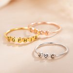 Personalized Dainty Initials Stacking Ring in Silver Women's Day Birthday Anniversary Gift for Her
