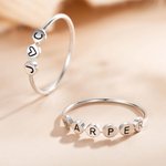 Personalized Dainty Initials Stacking Ring in Silver Women's Day Birthday Anniversary Gift for Her