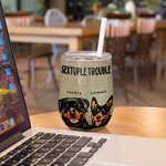 Personlig Trouble Maker vinbehållare med sugrör 12oz söt kaffekopp för husdjur födelsedagspresent för katt hundälskare
