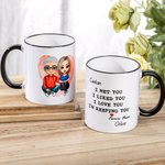 Mug Poignée Noire Personnalisé avec Dessin et Noms Cadeau d'Anniversaire Saint-Valentin pour Couple