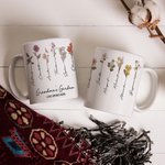 Tasse en Céramique Personnalisée avec 1à 15 Fleurs de Naissance et Nom Cadeau d'Anniversaire Fête des Mères pour Mère Grand-Mère