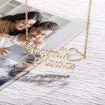 Collier Argent Personnalisé avec 2 Prénoms Accessoires de Cœurs Cadeau Anniversaire St-Valentin pour Femme