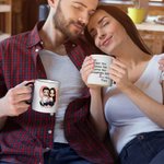 Mug Poignée Noire Personnalisé avec Dessin et Noms Cadeau d'Anniversaire Saint-Valentin pour Couple