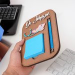 Personalized Stethoscope Design Sticky Note Wooden Holder with Pen Slot Appreciation Graduation Gift for Nurse Doctor Medical Worker