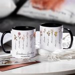 Tasse en Céramique Personnalisée avec 1à 15 Fleurs de Naissance et Nom Cadeau d'Anniversaire Fête des Mères pour Mère Grand-Mère