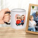 Mug Poignée Noire Personnalisé avec Dessin et Noms Cadeau d'Anniversaire Saint-Valentin pour Couple