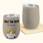 Verre à vin personnalisé avec paille 12oz Crown Cat Dog Coffee Cup Birthday Gift for Pet Lover Owner