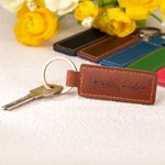 Porte-clés en Cuir Personnalisé avec Nom et Fleur de Naissance Cadeau d'Anniversaire et de Mariage pour Elle