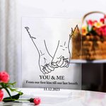 Henkilökohtainen Holding Hands Line Art Akryyli Plaque Ystävänpäivä Vuosipäivä Lahja Kodin sisustus pariskunnalle