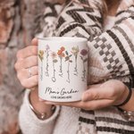 Tasse en Céramique Personnalisée avec 1à 15 Fleurs de Naissance et Nom Cadeau d'Anniversaire Fête des Mères pour Mère Grand-Mère