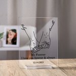 Henkilökohtainen Holding Hands Line Art Akryyli Plaque Ystävänpäivä Vuosipäivä Lahja Kodin sisustus pariskunnalle