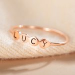 Personalized Dainty Initials Stacking Ring in Silver Women's Day Birthday Anniversary Gift for Her