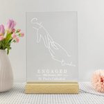 Luce notturna a LED personalizzata per lo scambio di anelli con base in legno Regalo di fidanzamento di San Valentino romantico e decorativo per la casa per la coppia