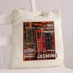 Biblioteca personalizzata Libro Design retrò Borsa in tela con nome Regalo per gli amanti dei libri